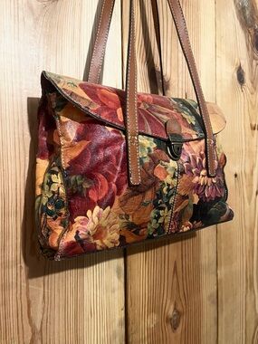 Patricia Nash Italian Leather Floral Map Messenger Bag - Large